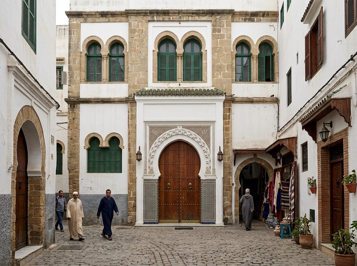 Facade of the American Legation in Tangier, a historic diplomatic building with ornate details